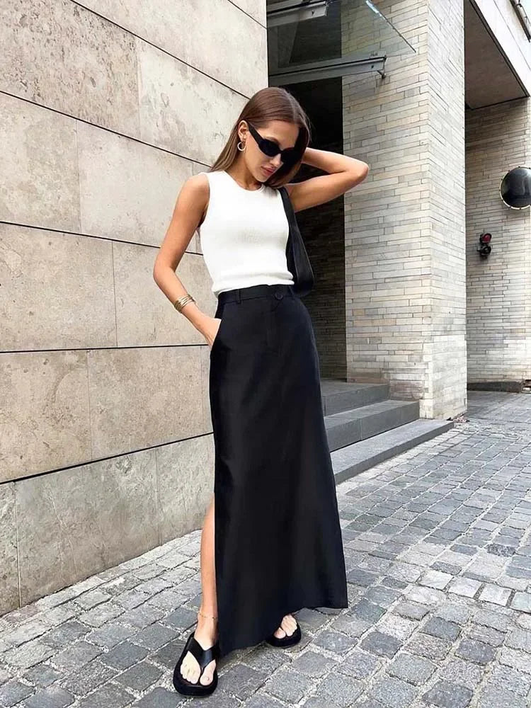 Jupe Longue Noire Femme – Ample et à Poches