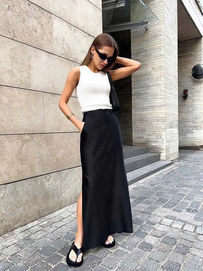 Jupe Longue Noire Femme – Ample et à Poches