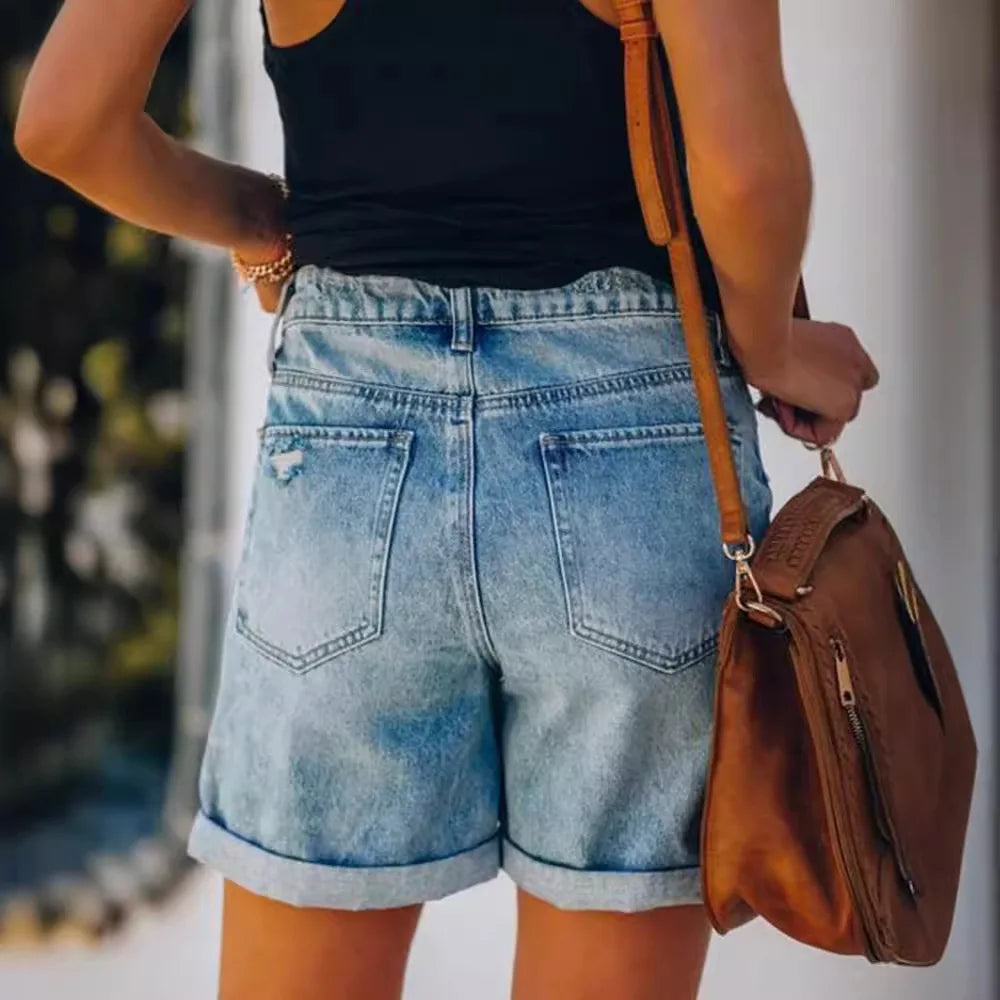 Short en Jean Femme – Ourlets Repliés