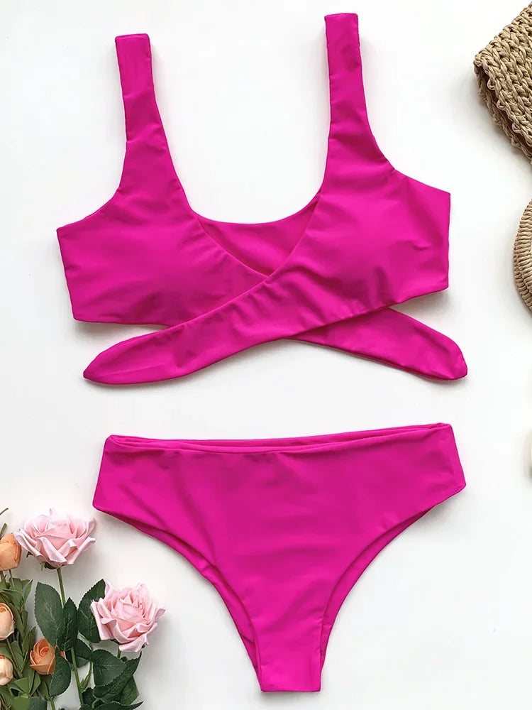 Maillot de bain deux pièce taille haute pour femmes