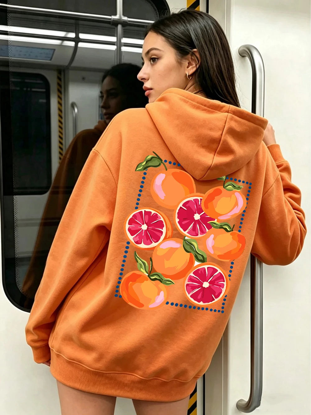 Sweat-shirt à capuche imprimé dessins animés Blood Orange pour femmes