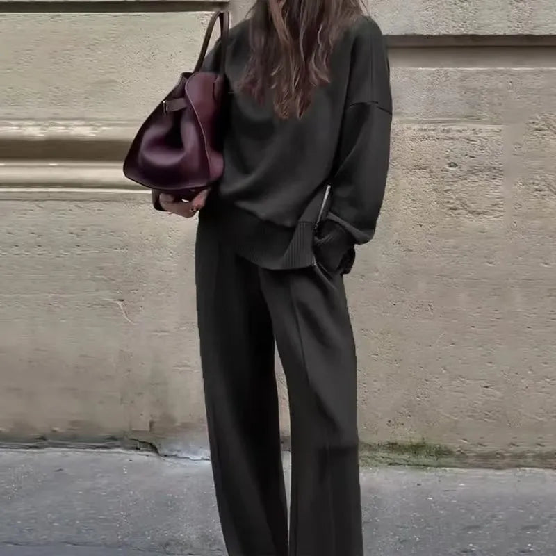 Ensemble 2 pièces sweat-shirt ample et décontracté et pantalon large pour femmes