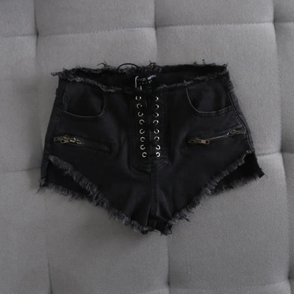 Short en Jean Femme – Détails Lacets