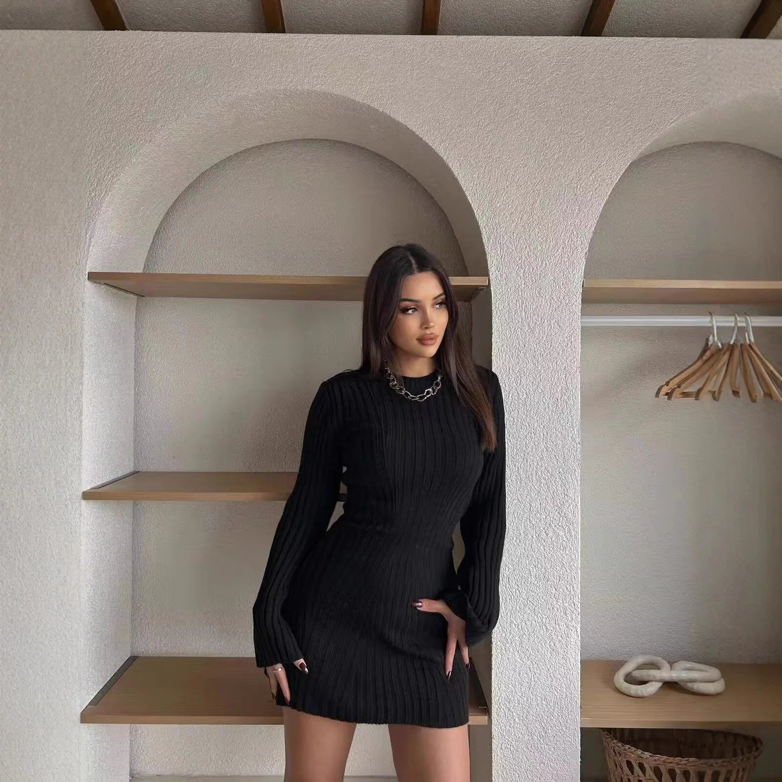 Robe tricotée effet amincissant pour femmes
