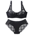 Ensemble de soutien-gorge Push Up, avec nœud en dentelle avec culotte pour femmes