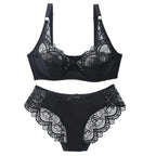 Ensemble de soutien-gorge Push Up, avec nœud en dentelle avec culotte pour femmes
