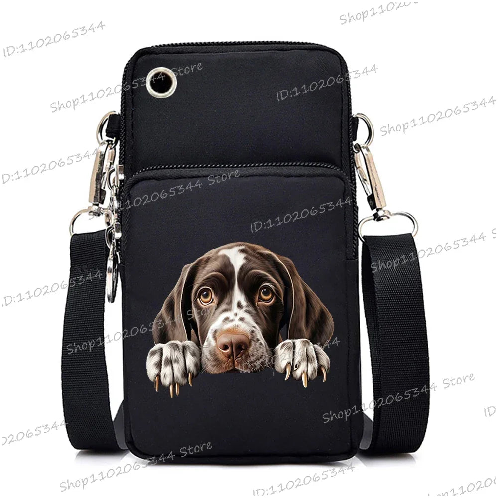 Sac à main pour téléphone portable imprimé chien 3D pour femmes