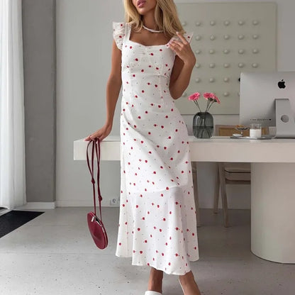 Robe Longue Fluide Femme – Manches Volantées