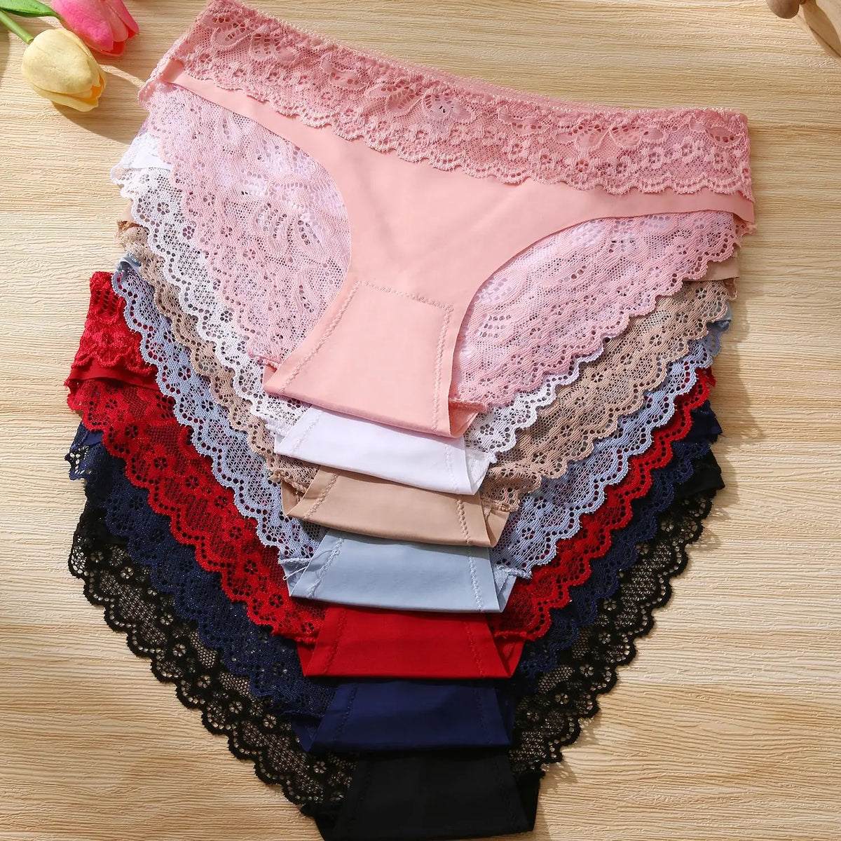 Lot de 3 Culottes Femme – Dentelle et Taille Basse