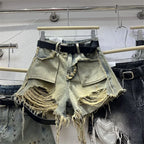 Short en jean déchiré bleu pour femmes