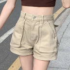 Short cargo en jean jaune pour femmes