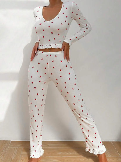 Pyjama à Fraises Femme – Ensemble Haut et Pantalon