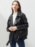 Veste en similicuir PU femme noir pour femmes