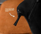 Bottines à talons hauts en velours noir pour femmes