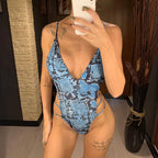 Maillot de bain une pièce sexy en peau de serpent pour femmes