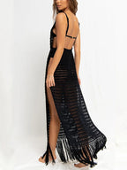 Robe de plage longue à franges pour femmes