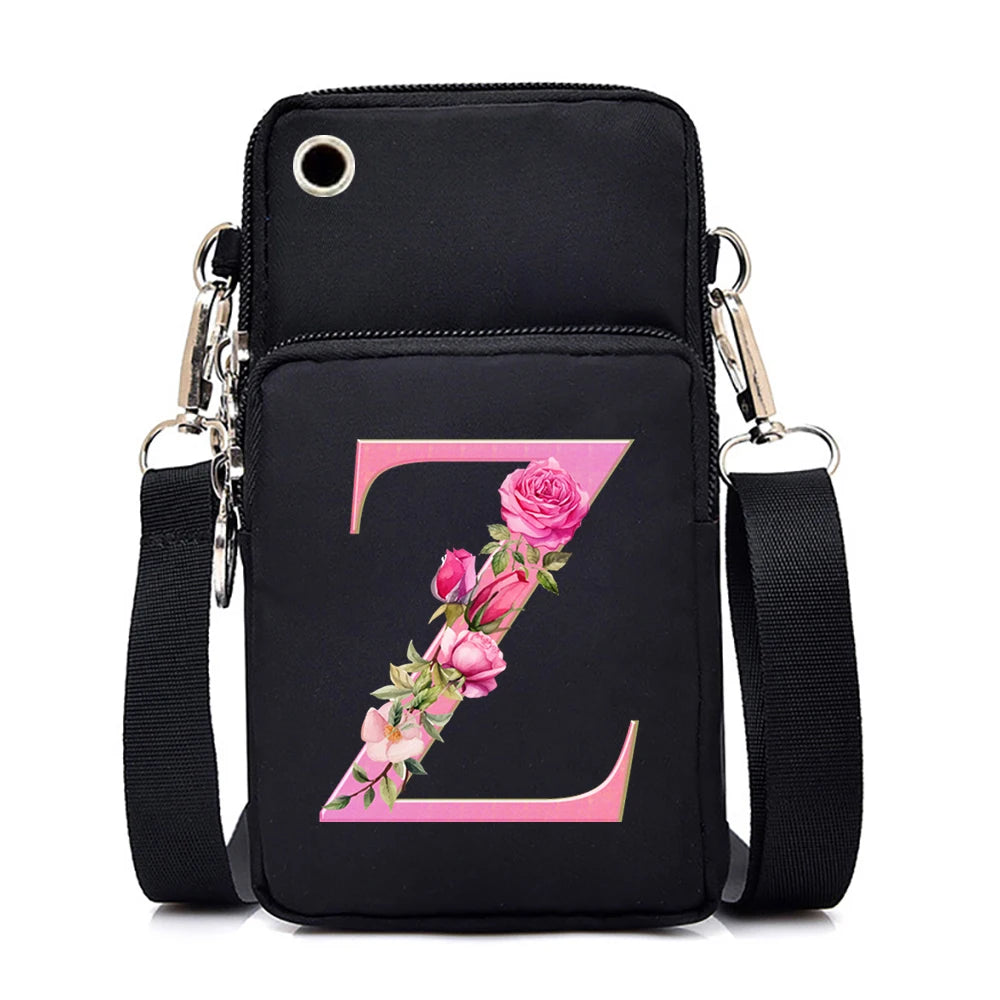 Sac à bandoulière série lettres Sakura rose pour téléphone portable pour femmes