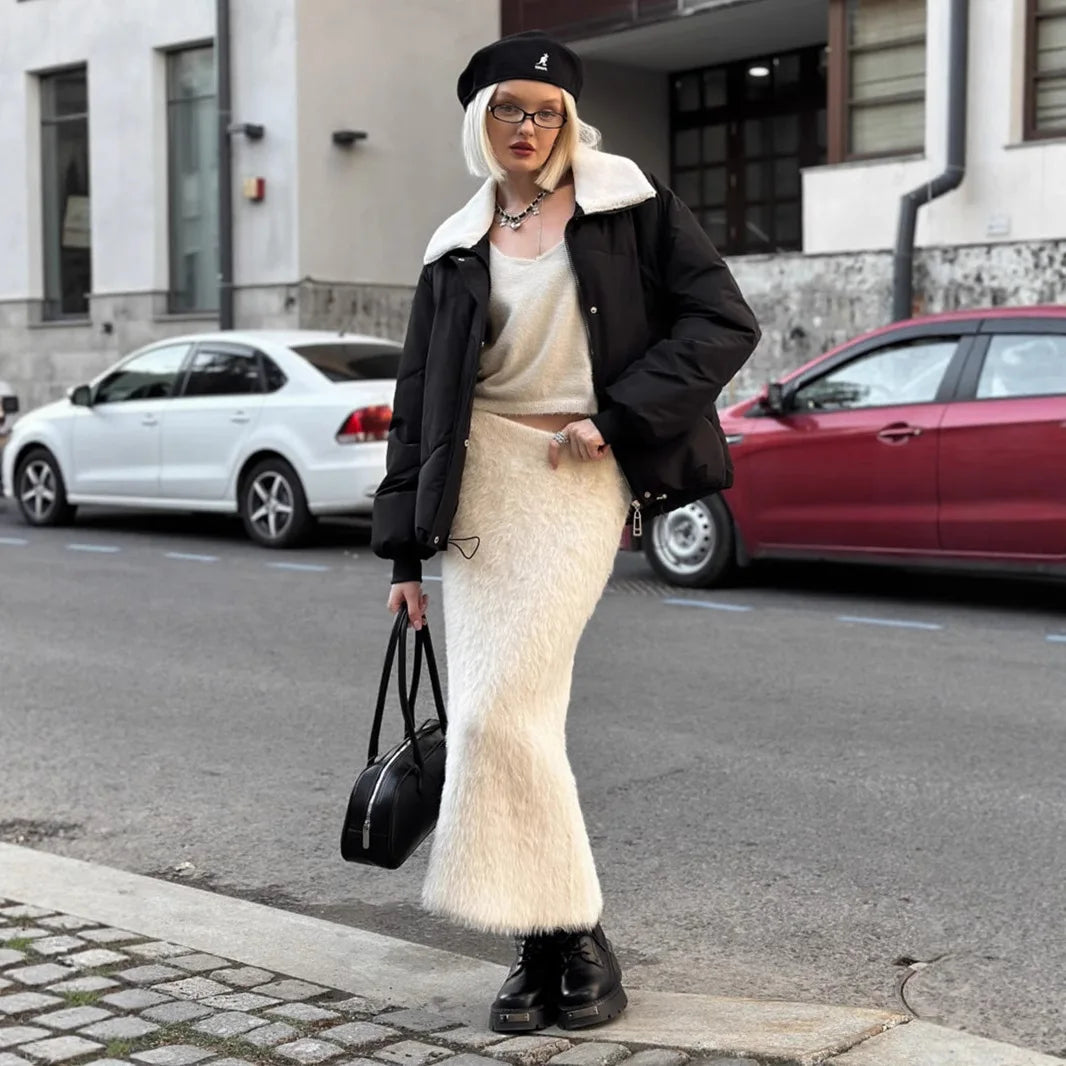Jupe Longue en Maille Femme – Taille Haute et Ajustée