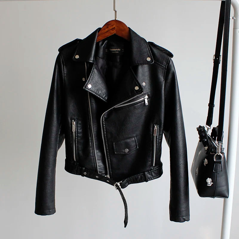 Veste en cuir, cuir PU pour femmes
