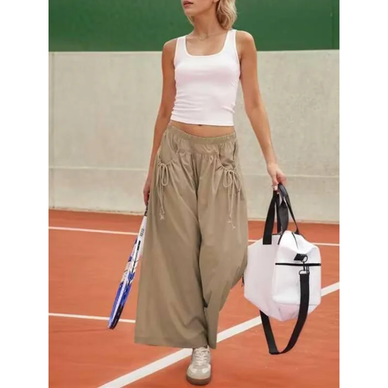 Pantalon à poches avec cordon de serrage pour femmes