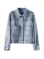 Veste en jean à paillettes pour femmes