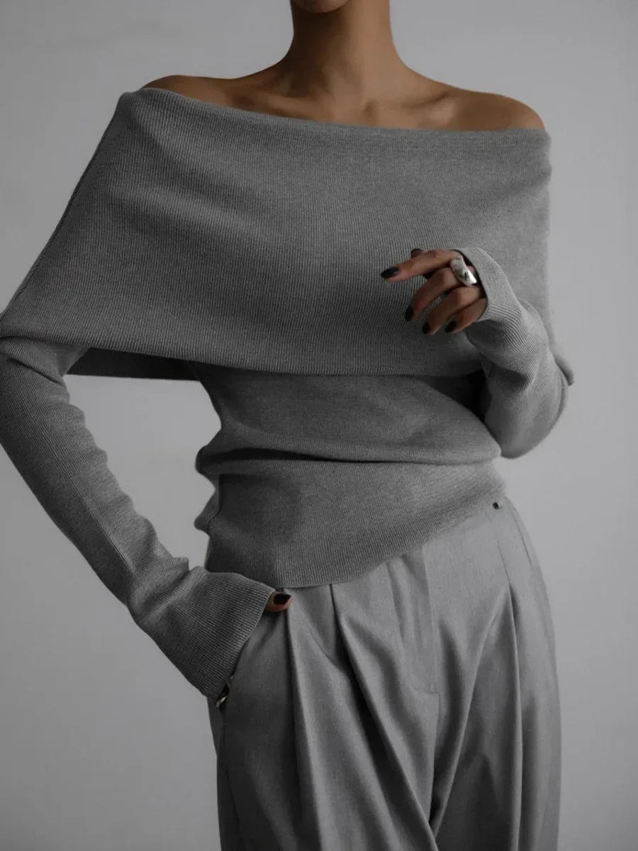 Pull à manches longues tricoté pour femmes