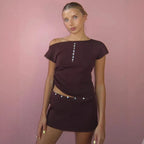 Ensemble jupe courte en tricot pour femmes