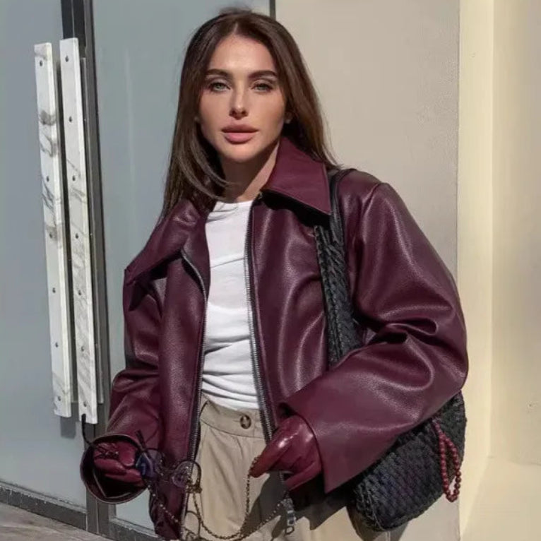 Veste en cuir ample et tendance pour femmes