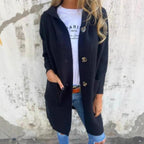 Cardigan long à poches et boutons pour femmes