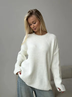 Pull basique tricoté col rond pour femmes