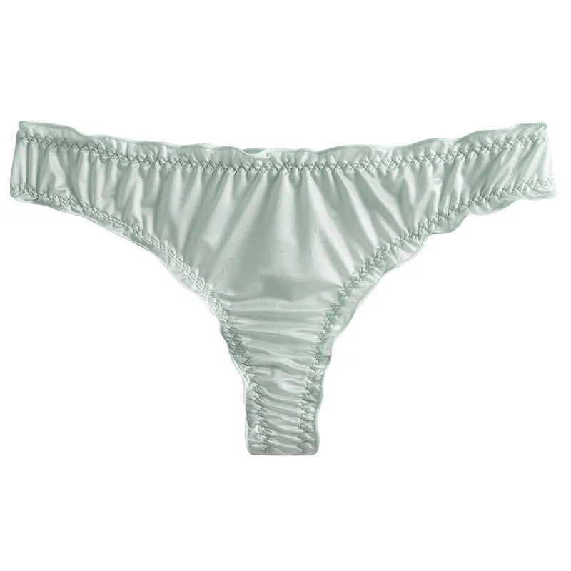 String tanga ultra fin en soie glacée pour femmes