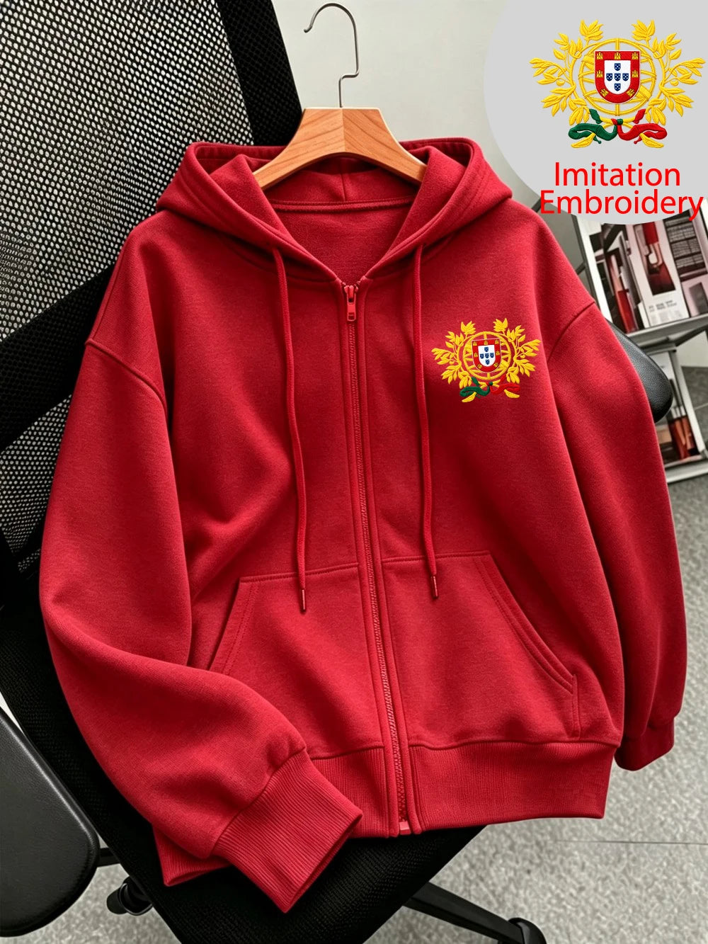 Sweat à capuche zippé Basics Portugal Prints pour femmes