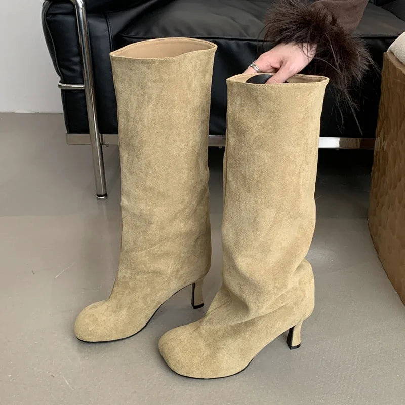 Bottes hautes à bout rond pour femmes