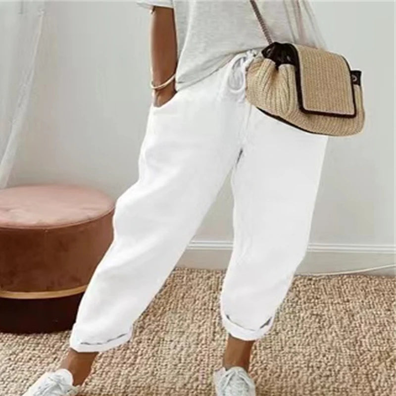 Pantalon vintage à imprimé floral pour femmes