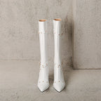 Bottes hautes à bout pointu et talon aiguille de 8 cm pour femmes