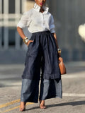 Pantalon en jean à jambes larges ample pour femmes