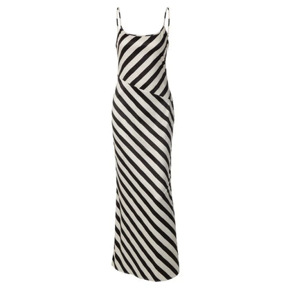 Robe longue sirène femme rayée à fines bretelles
