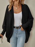 Cardigan décontracté mi-long en maille douce unie pour femmes