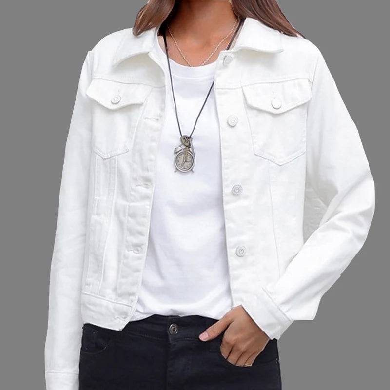 Veste en jean courte décontractée pour femmes