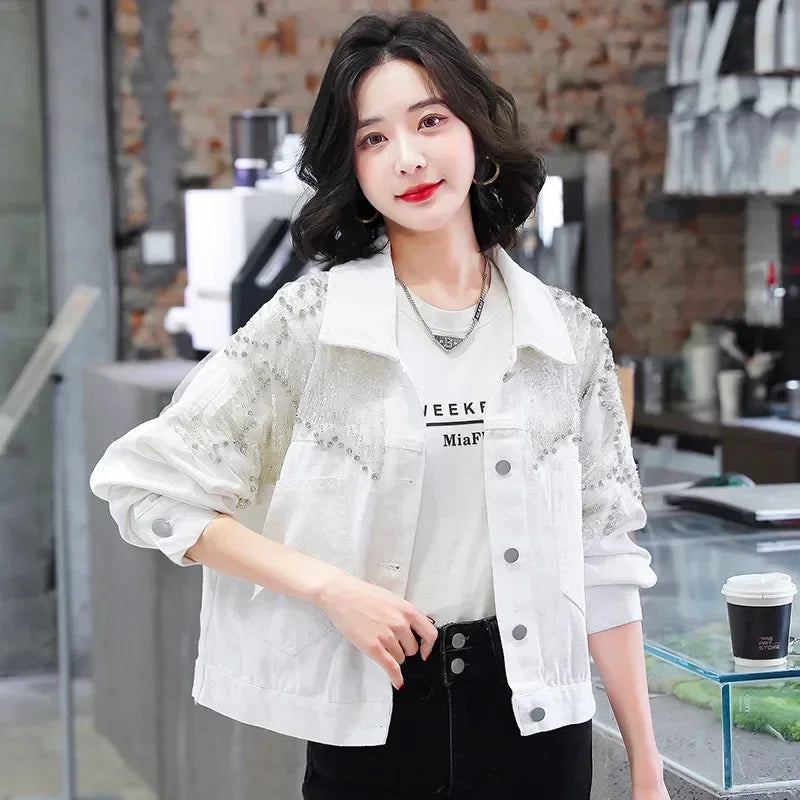 Veste en jean évider pour femmes