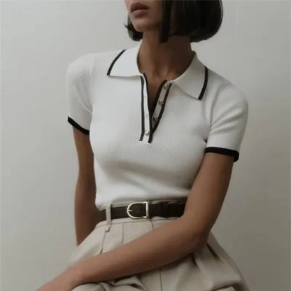 Pull Femme – Col et Manches Courtes