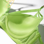 Ensembles soutien-gorge push-up creux et culotte en dentelle pour femmes