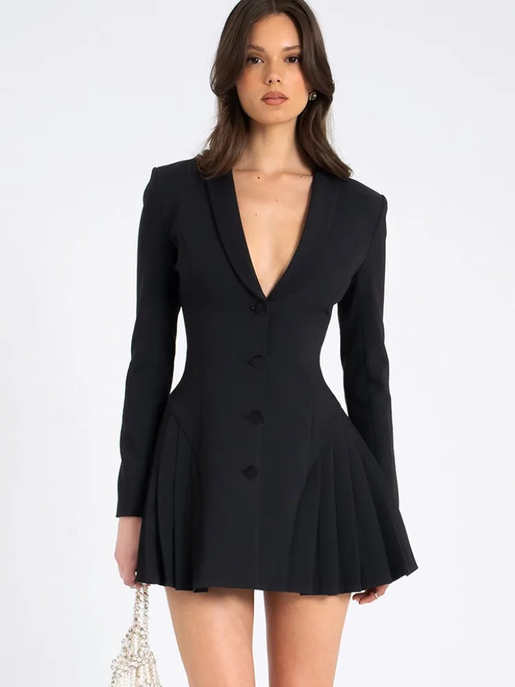 Mini robe sexy à col en V pour femmes