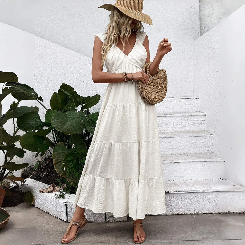 Robes longues blanches bohèmes pour femmes