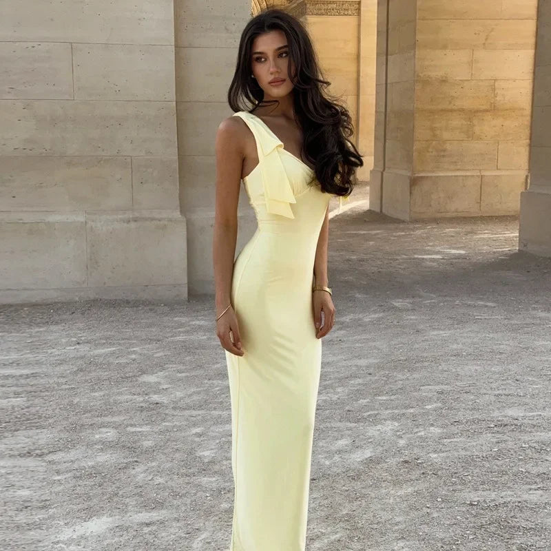 Robe Maxi moulante à bretelles Spaghetti pour femmes