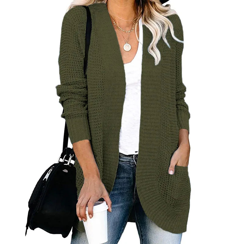 Cardigan long côtelé pour femmes