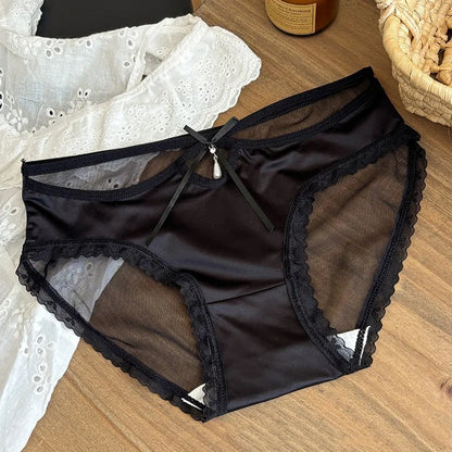 Culotte Satin Femme – Dentelle Transparente et Taille Basse