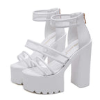 Sandales de mode transparentes en cuir talons pour femmes