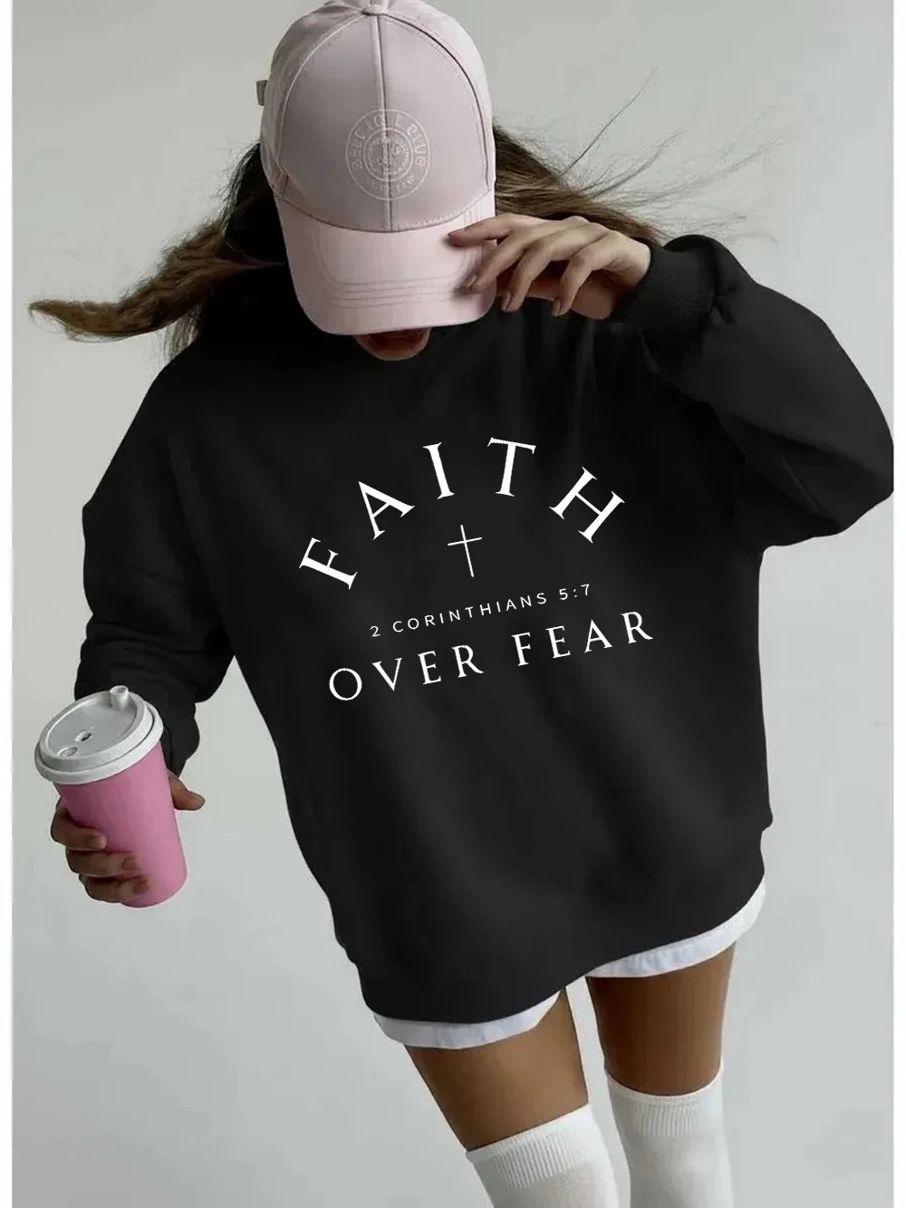 Sweat-shirts imprimés « La foi plutôt que la peur » pour femmes