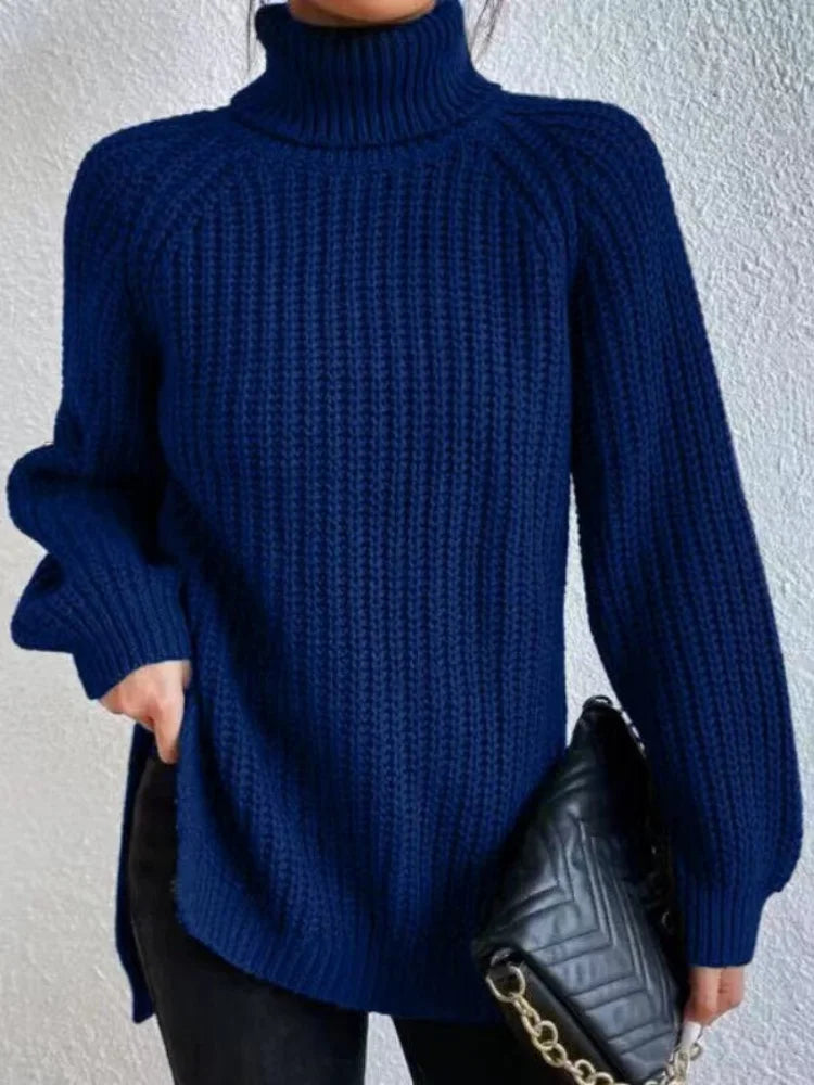 Pull col roulé à manches longues pour femmes